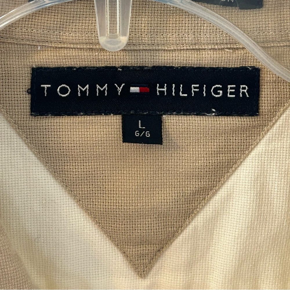 Tommy Hilfiger men VINTAGE long sleeve white cream sport safari shirt size Large - Picture 4 of 11